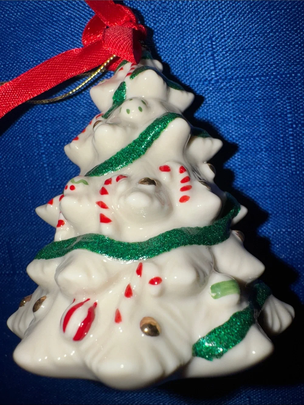 Lenox Holiday Ribbons Ornaments - Porcelain - Set of 2 - New in Box